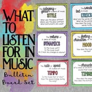 What to Listen for in Music - Bulletin Board Set Digital Resources Thumbnail